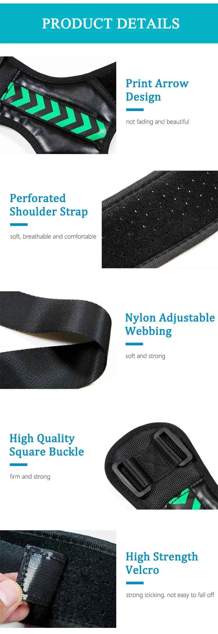 Orthopedic Neoprene Fitness Safety Back Brace Posture Corrector Adjustable Elastic Front Clavicle Straps Comfortable Back