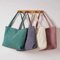 Retro Style Corduroy One Shoulder Reusable Daily Life Shopping Tote Bag