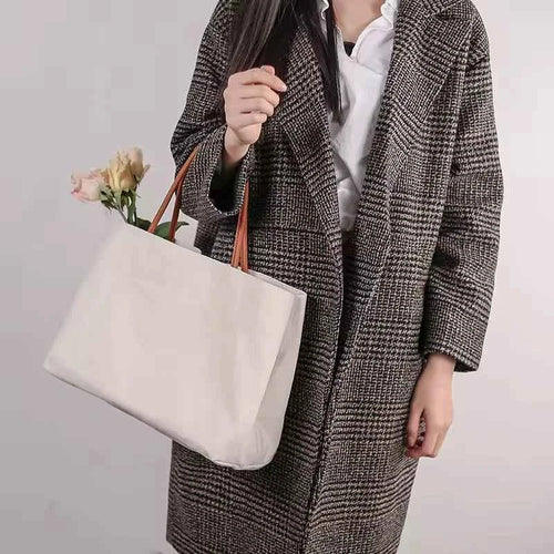 Daily Life Usage Handheld Shoulder Bag Tote with Open Closure 30-50cm Size Canvas & Cotton