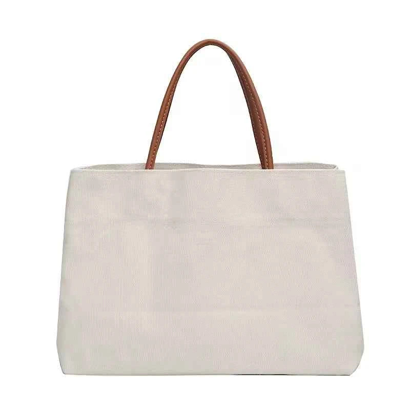 Daily Life Usage Handheld Shoulder Bag Tote with Open Closure 30-50cm Size Canvas & Cotton