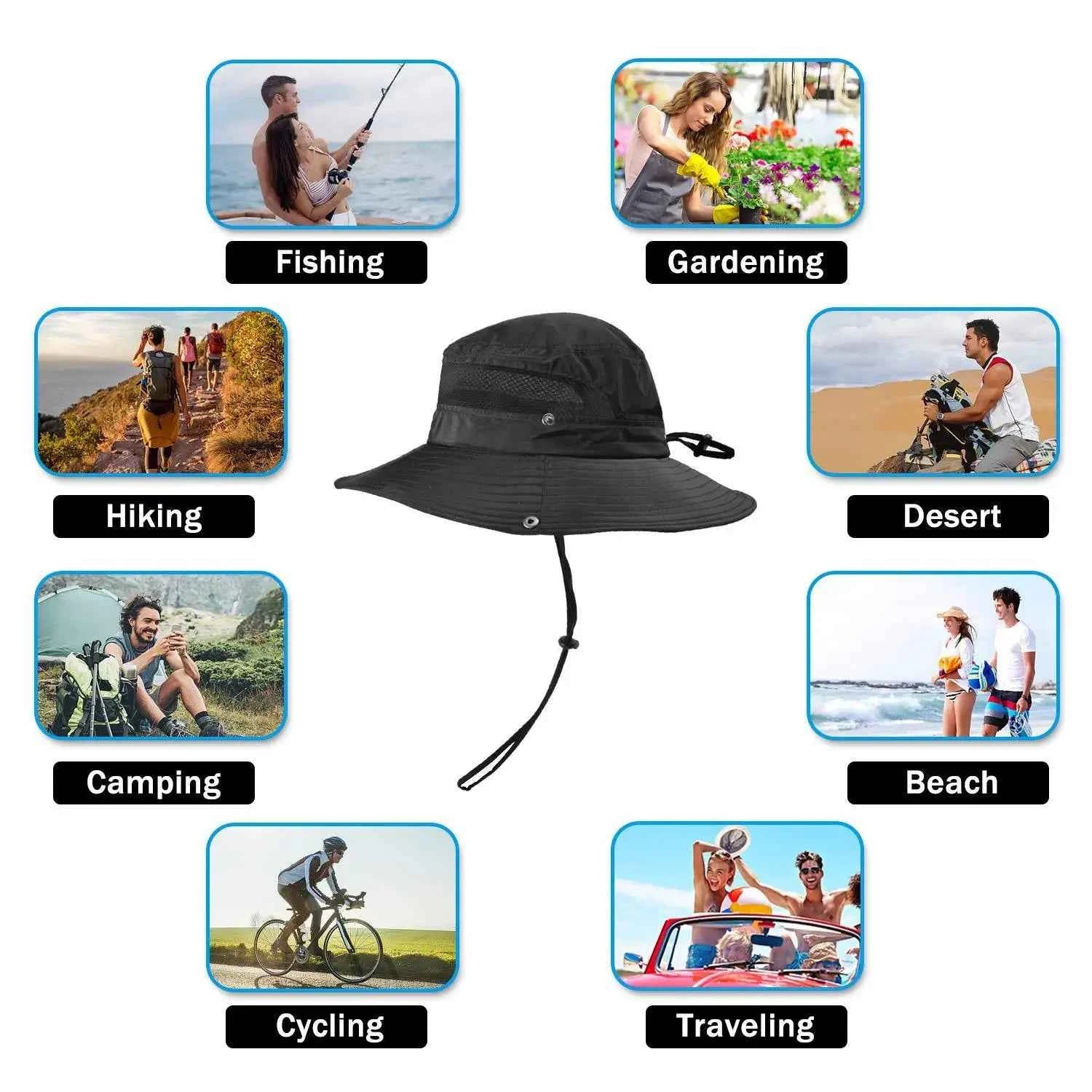 Super Wide Brim Sun Hat UPF50+ UV Protection Waterproof Nylon Bucket Hat Casual Sports Outdoor Travel Activities Fishing Hiking